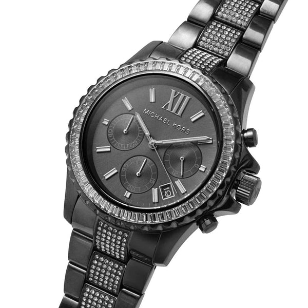 Michael Kors Everest Cronógrafo Cuarzo Cristal Esfera Negra Reloj Mujer MK6974