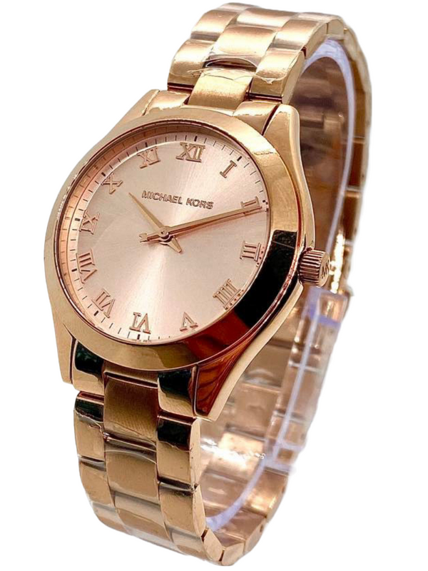 Michael Kors Mini Slim Sunway Reloj de mujer con esfera de oro rosa MK3457