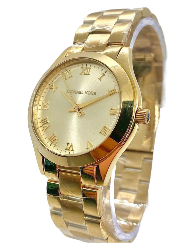 Michael Kors Slim Runway Reloj de vestir para mujer con esfera dorada MK3456