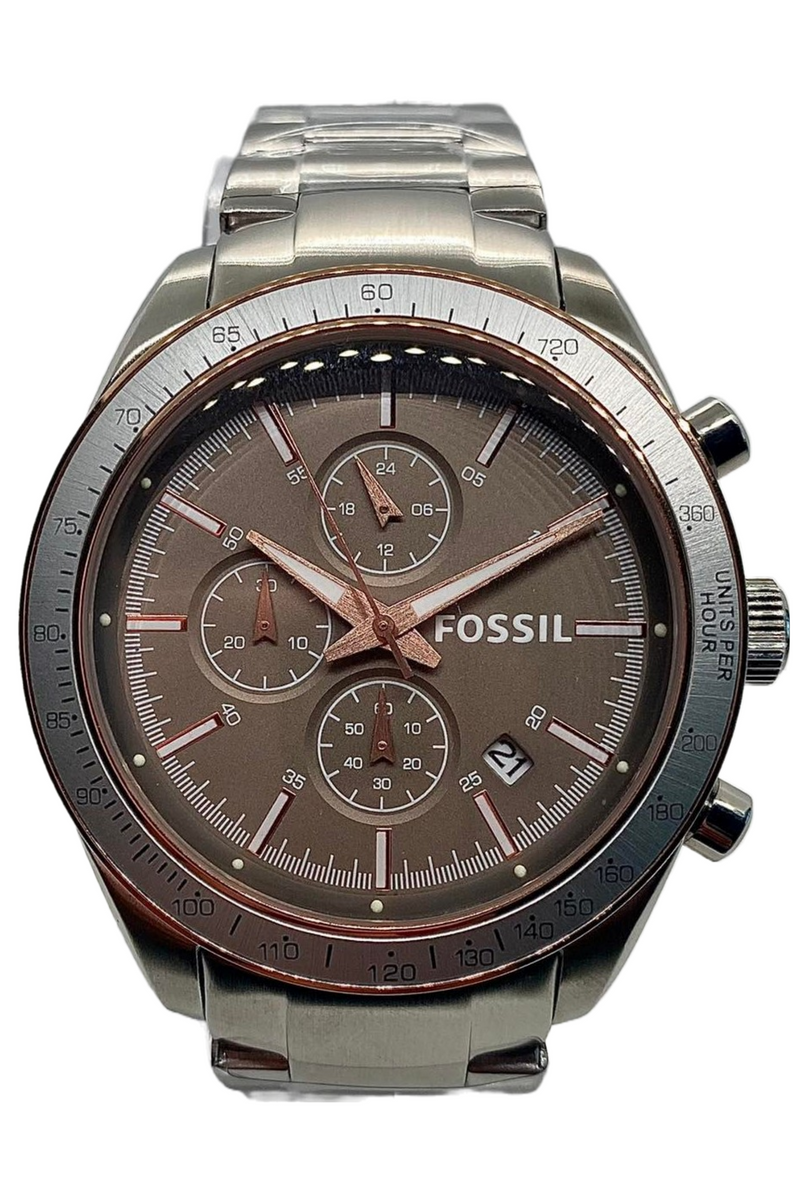 Fossil Chronograph Brown Dial Silver Men's Watch BQ2140 - Watches of America #2