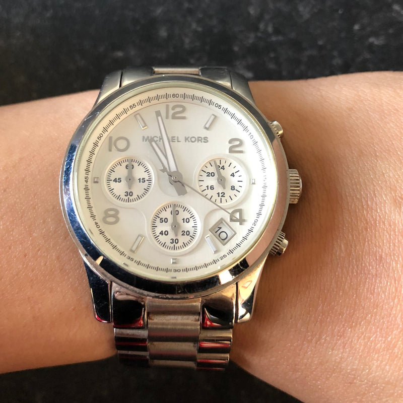Michael Kors Runway Chronograph Silver Ladies Watch MK5076 - Watches of America #5