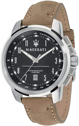 Maserati Successo Reloj de hombre de cuero beige con esfera negra R8851121004