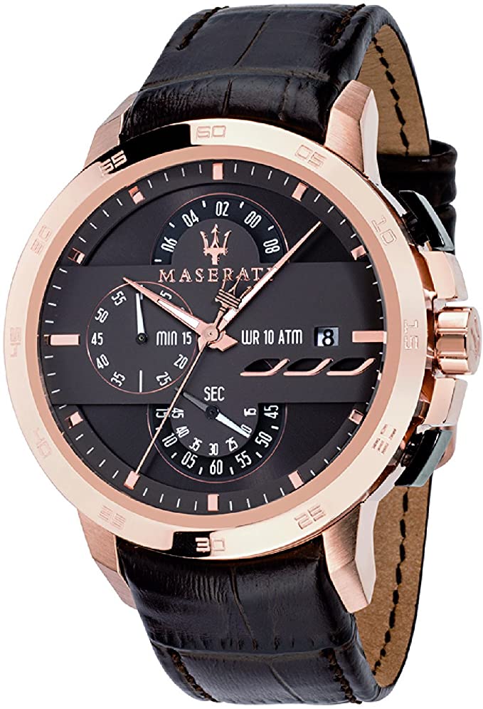 Maserati Chronograph Brown Dial Leather Men's Watch  R8871619001 - Watches of America