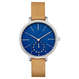 Skagen Hagen Reloj de mujer de cuero tostado con esfera azul SKW2355