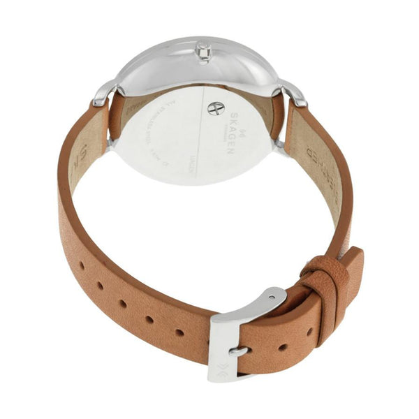 Skagen Hagen Reloj de mujer de cuero tostado con esfera azul SKW2355