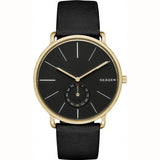 Skagen Hagen Reloj de hombre de cuero negro con esfera negra SKW6217