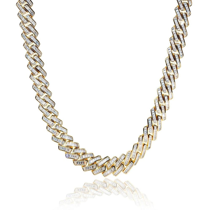 Big Daddy 12mm Gold & Diamond Baguette Link Chain