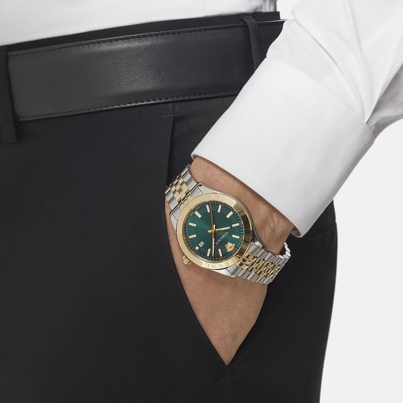 Versace Hellenyium Two-Tone Green Dial Men's Watch VEVK00620