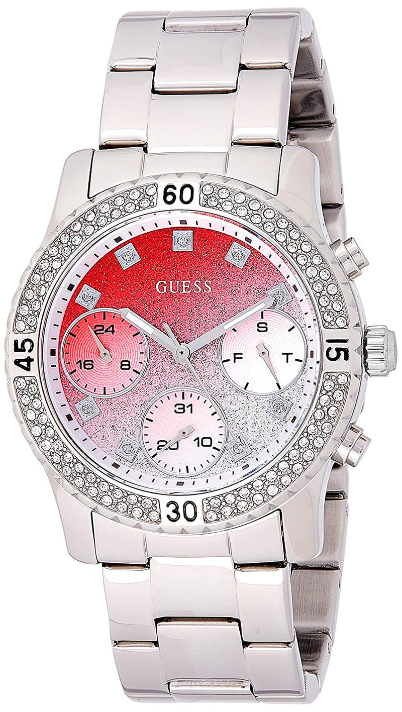 Guess Confetti Red Dial Stainless Steel Ladies Watch  W0774L7 - Watches of America