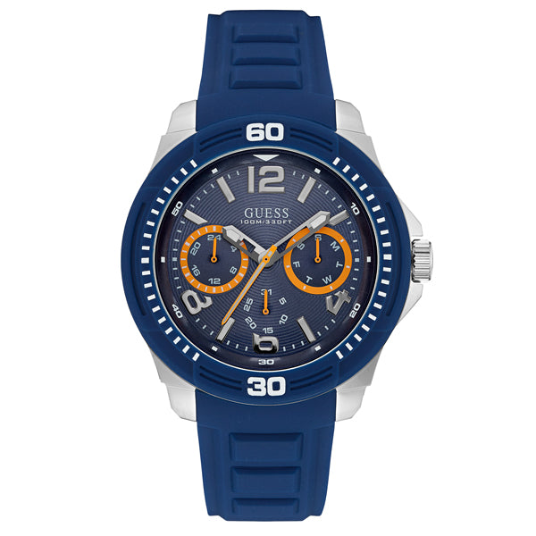Guess Trade Blue Dial Blue Silicone Strap Men's Watch  W0967G2 - Watches of America