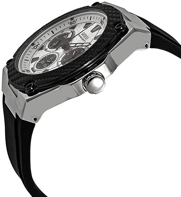 Guess Legacy Quartz White Dial Black Rubber Men's Watch W1049G3