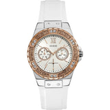 Guess Limelight Crystal White Dial Blanco Silicona Ladies Watch W1053L2