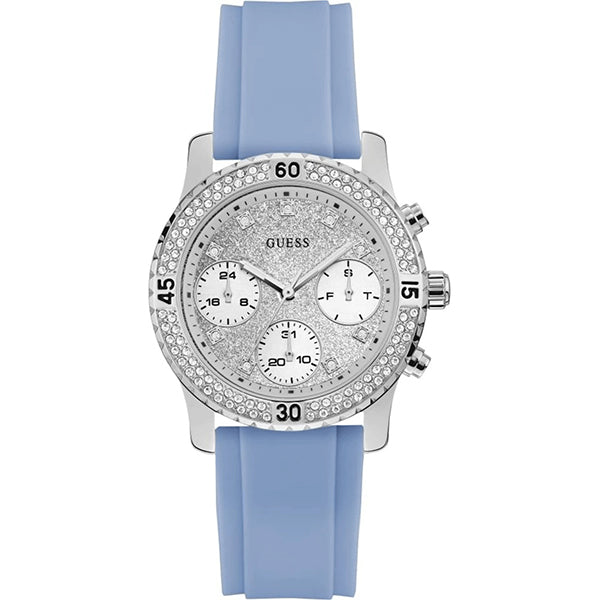 Guess Ladies Confetti Crystal Silicone Strap Women's Watch  W1098L3 - Watches of America