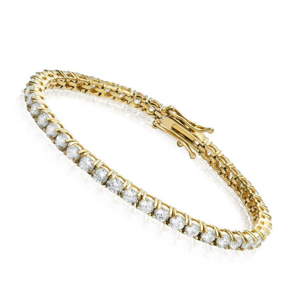 Big Daddy 4 mm Brazalete de tenis dorado con diamantes