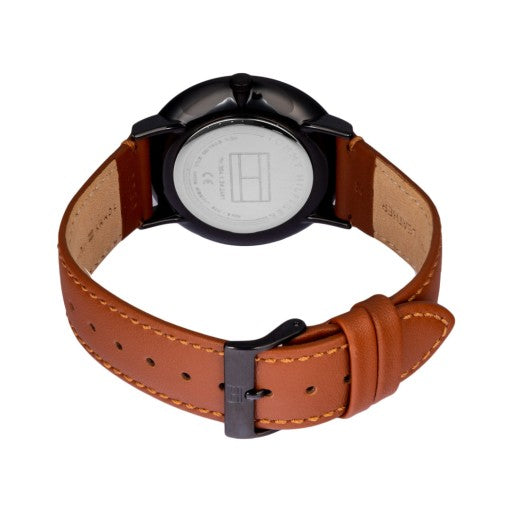 Tommy Hilfiger Black Dial Brown Leather Strap Men's Watch 1791510 - Watches of America #5