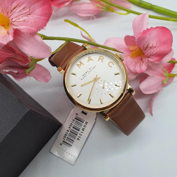 Marc By Marc Jacobs Baker White Dial Leather Ladies Watch MBM1316