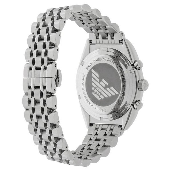 Reloj cronógrafo de acero inoxidable con esfera negra clásica Emporio Armani para hombre AR0373