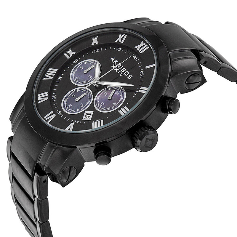 Akribos Chronograph Black Dial Black PVD Men's Watch #AK622BK - Watches of America #2