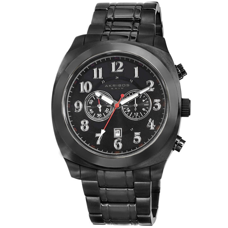 Akribos Black Dial Chronograph Black PVD Stainless Steel Men's Watch #AK624BK - Watches of America