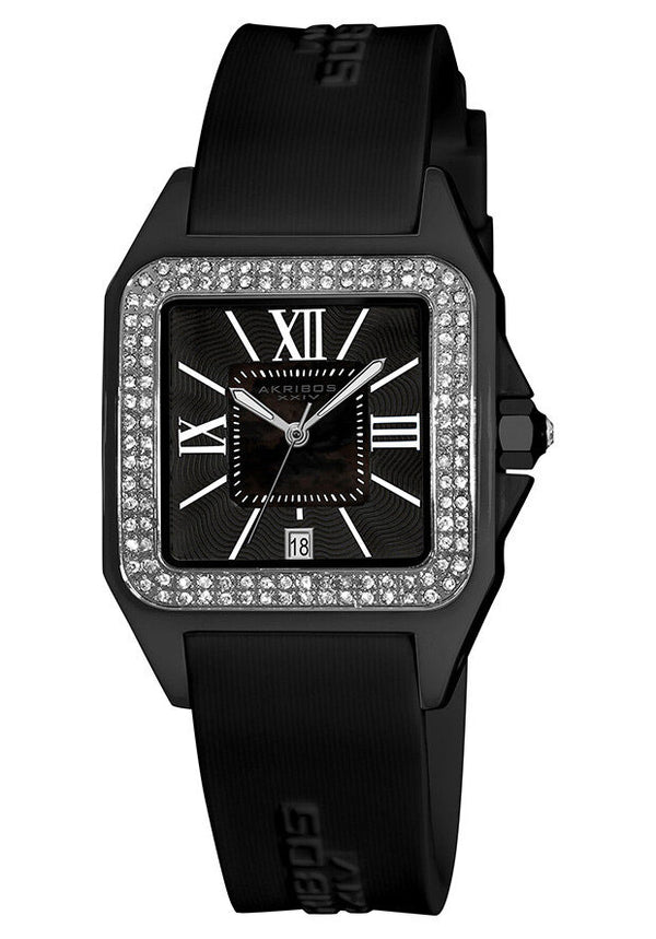 Akribos Black Mother of Pearl Dial Black Ceramic Ladies Watch #AK546BK - Watches of America