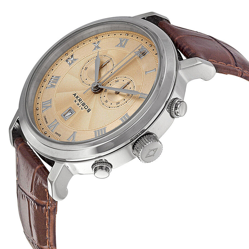 Akribos Chronograph Gold Dial Stainless Steel Men's Watch #AK591SS - Watches of America #2