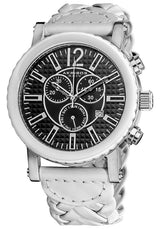 Akribos Chronograph White Ceramic White Leather Men's Watch #AK571WT - Watches of America