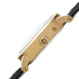 Akribos Cream Dial Gold Tone Stainless Steel Black Leather Men's Watch #AK633YG - Watches of America #4