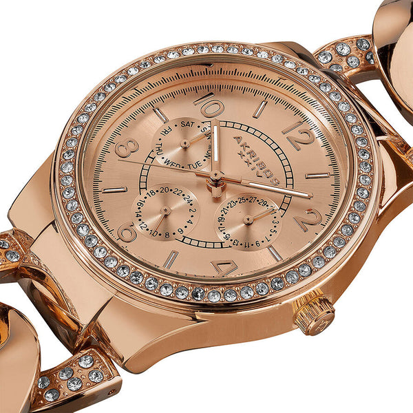 Akribos Multi-Function Rose Dial Rose Gold-tone Ladies Watch #AK558RG - Watches of America #2