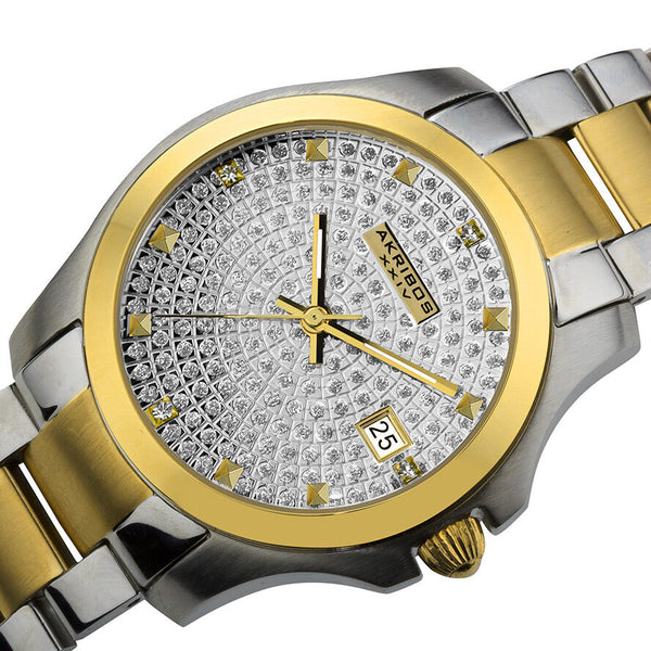 Akribos Impeccable Crystal Pave Dial Two-tone Ladies Watch #AK579TT - Watches of America #2