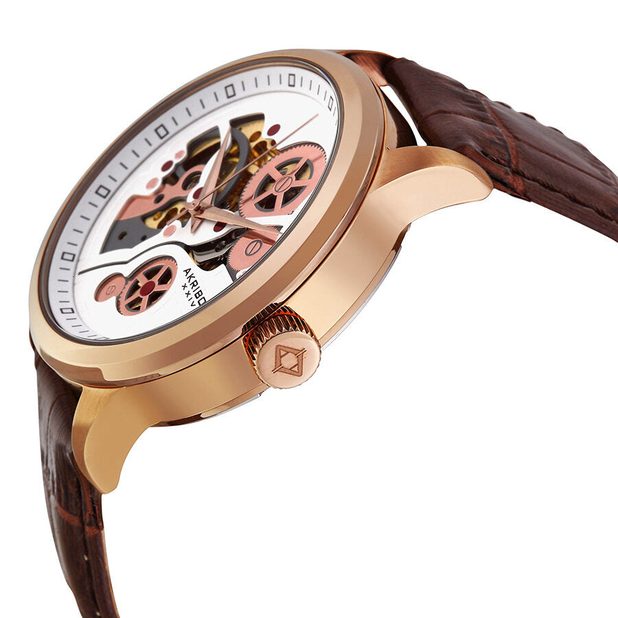 Akribos XxivManual Wind Silver Skeleton Dial Men's Watch