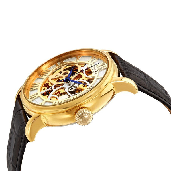 Akribos Manual Wind Skeleton Dial Yellow Gold-tone Men's Watch #AK540YG - Watches of America #2