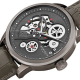 Akribos Manual Wind Skeleton Dial Grey Leather Men's Watch #AK538GY - Watches of America #2