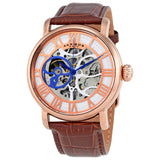 Akribos Manual Wind Skeleton Dial Rose Gold-Tone Men's Watch #AK540RG - Watches of America