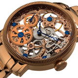 Akribos Manual Wind Skeleton Dial Rose Gold-Tone Stainless Steel Men's Watch #AK525RG - Watches of America #2