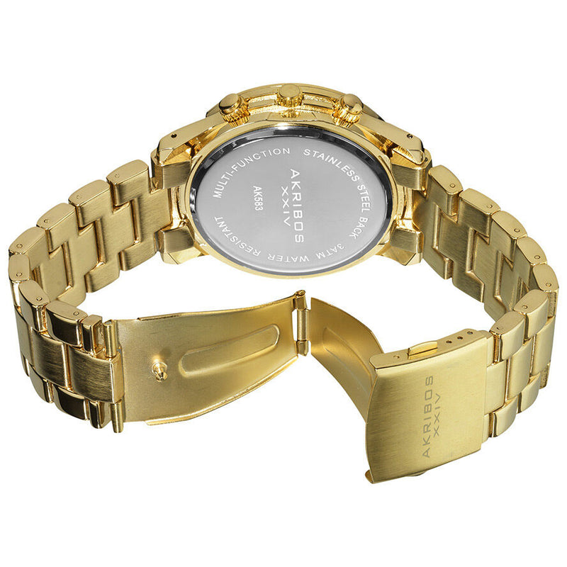 Akribos Ultimate GMT Multi-Function Gold Dial Ladies Watch #AK583YG - Watches of America #3