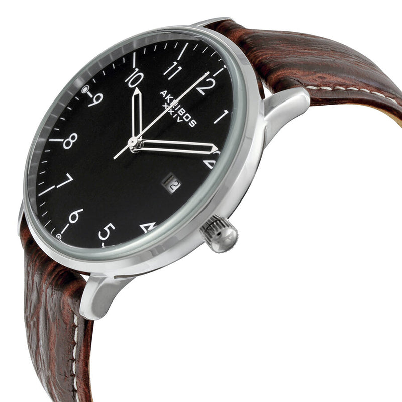 Akribos XXIV  Black Dial Brown Leather Men's Watch #AK715SSB - Watches of America #2