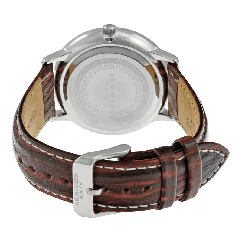 Akribos XXIV  Black Dial Brown Leather Men's Watch #AK715SSB - Watches of America #3