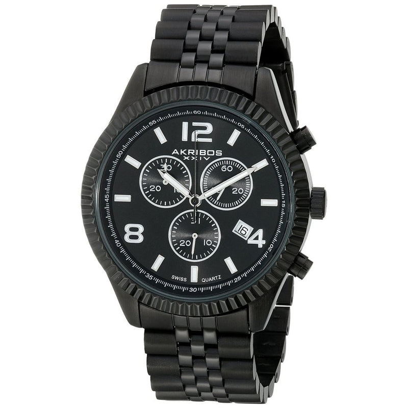 Akribos XXIV Black Dial Chronograph Men's Watch #AK799BK - Watches of America