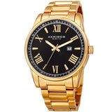 Akribos XXIV Black Dial Gold Stainless Steel Men's Watch #AK936YGB - Watches of America