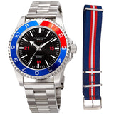 Akribos XXIV Quartz Black Dial Pepsi Bezel Men's Watch #AK1002RDBU - Watches of America