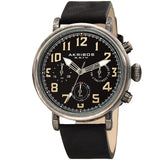 Akribos XXIV Quartz Black Dial Black Leather Men's Watch #AK1028BK - Watches of America