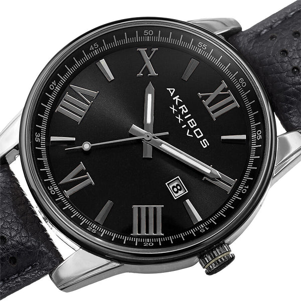 Akribos XXIV Perforated Strap Black Dial Men's Watch #AK1048SSBK - Watches of America #2