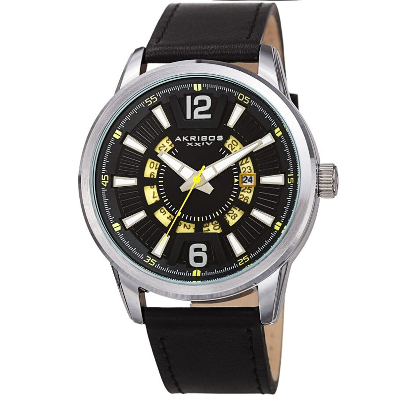 Akribos XXIV Quartz Black Dial Men's Watch #AK1079SSBK - Watches of America