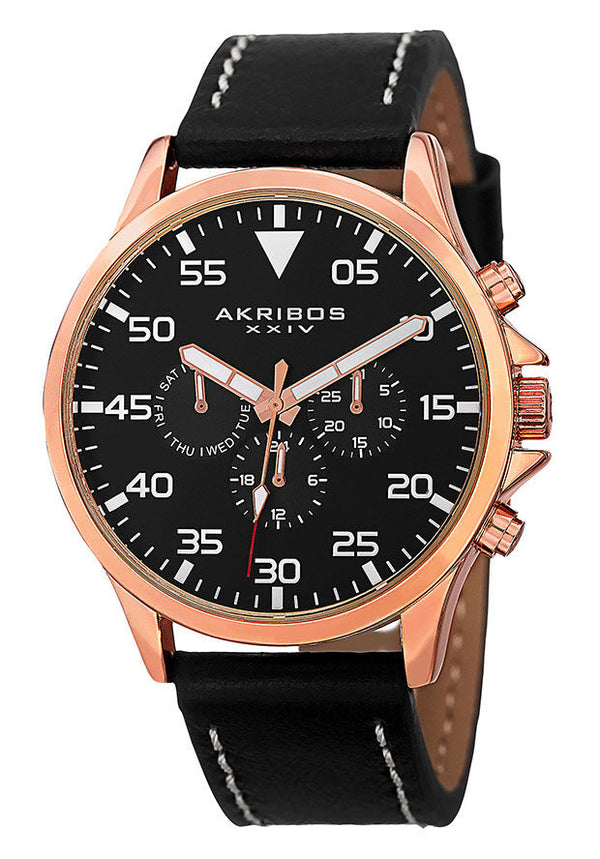 Akribos XXIV Black Dial Multi-function Men's Watch #AK773RGB - Watches of America