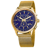 Akribos XXIV Blue Dial Chronograph Gold-Tone Men's Watch #AK625BU - Watches of America