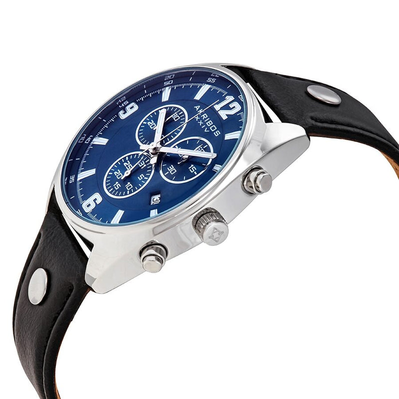 Akribos XXIV Blue Dial Men's Chronograph Leather Watch #AK969BKBU - Watches of America #2