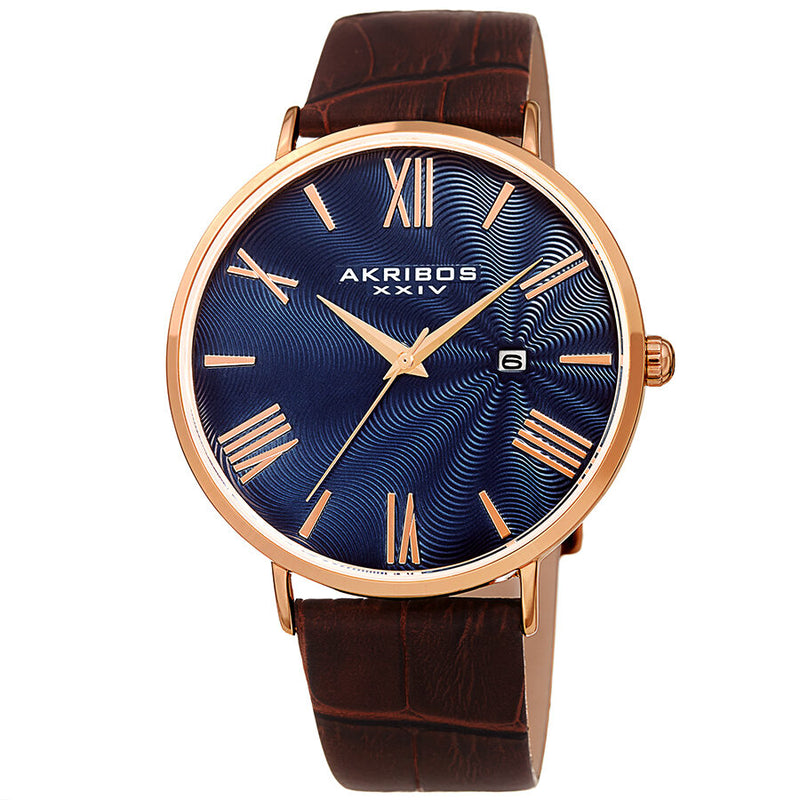 Akribos XXIV Waves Blue Dial Men's Watch #AK1041RGBU - Watches of America