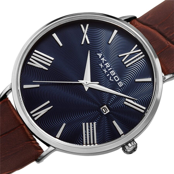 Akribos XXIV Quartz Blue Dial Men's Watch #AK1041SSBR - Watches of America #2