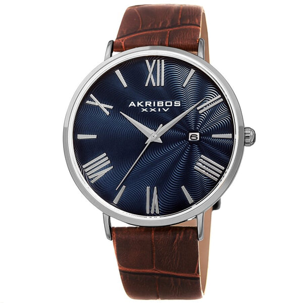 Akribos XXIV Quartz Blue Dial Men's Watch #AK1041SSBR - Watches of America