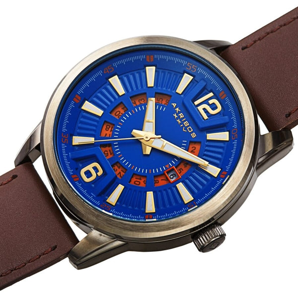 Akribos XXIV Quartz Blue Dial Men's Watch #AK1079BUBR - Watches of America #2